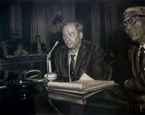 Leo Turner and Attorney Belford Lawson at a Communist Hearing in 1959 122x153 cms