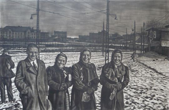 One of a series of paintings based on photographs in an album found in Frankfurt in 2013.
