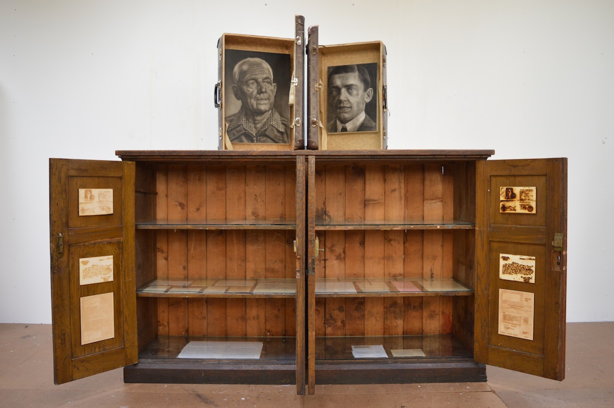 Karl Hofmann Mixed media with suitcases, documents and paintings (2019)